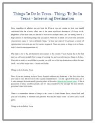 Things To Do In Texas - Things To Do In Texas - Interesting Destination.doc