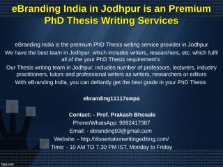 7 eBranding India in Jodhpur is an Premium PhD Thesis Writing Services.ppt